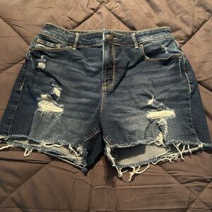 Old Navy Dark Wash High Rise Distressed Denim Women’s Shorts
